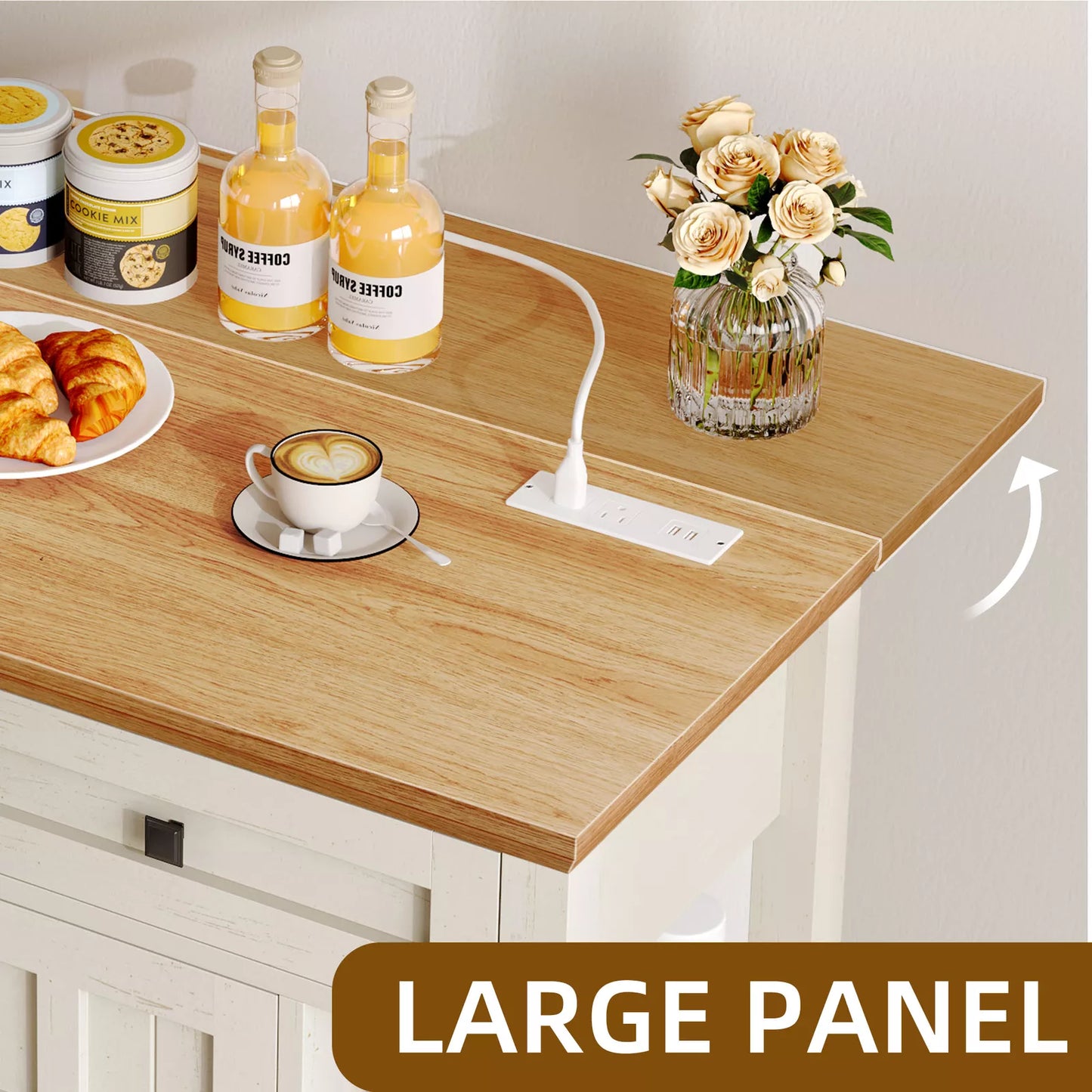 Max Rolling Drop Leaf Kitchen Island Cart