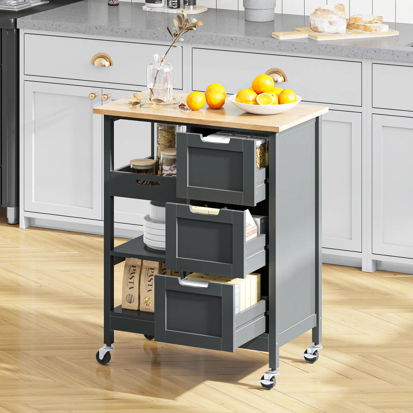 Mae Small Rolling Kitchen Island