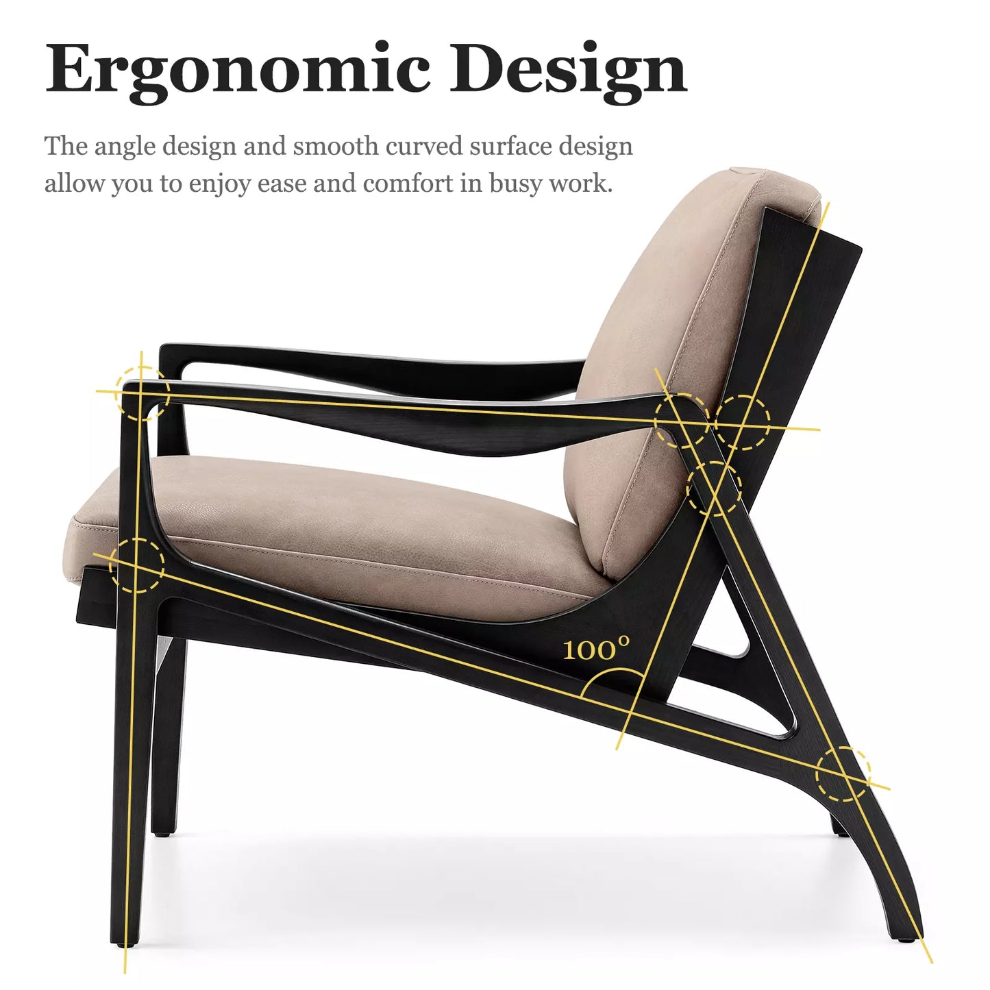 Erin Leather Mid Century Accent Armchair
