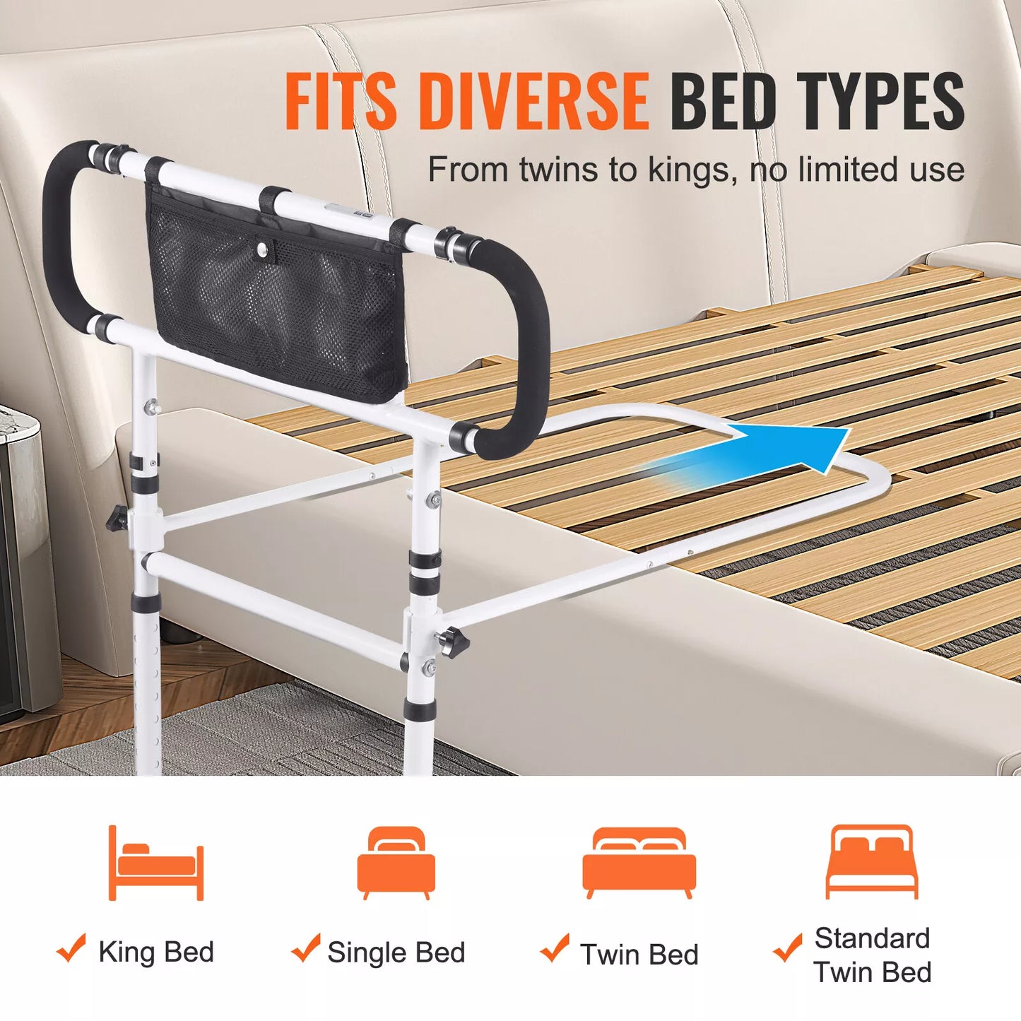 Senior Safety Bed Rail (Collapsible Handle)
