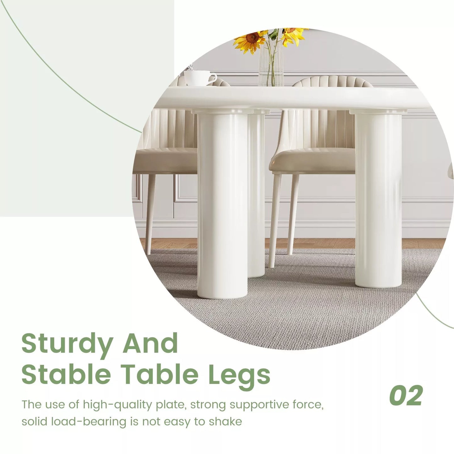 Luna Oval Modern Dining Table Set For 4