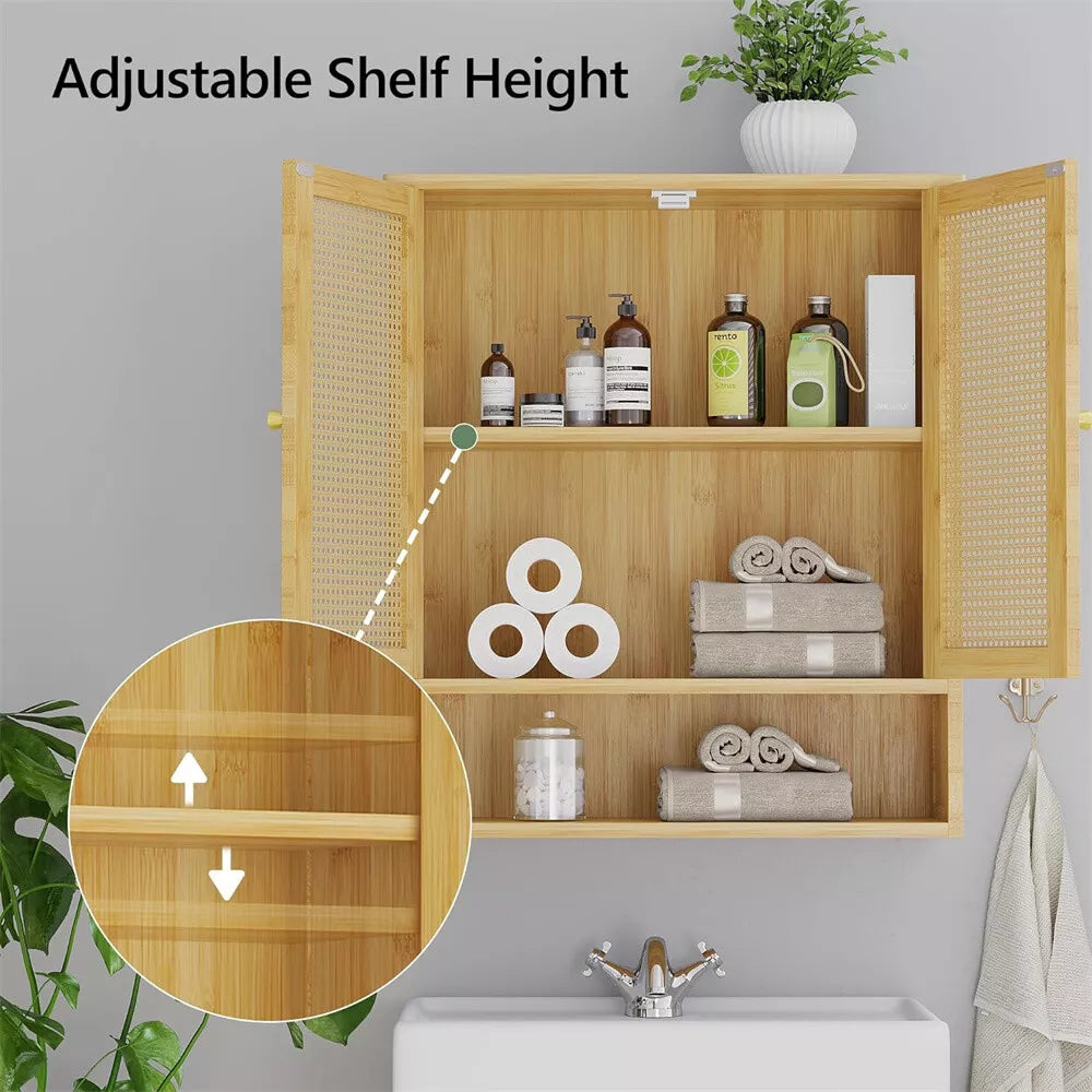 Rattan Wall Mounted Bathroom Cabinet
