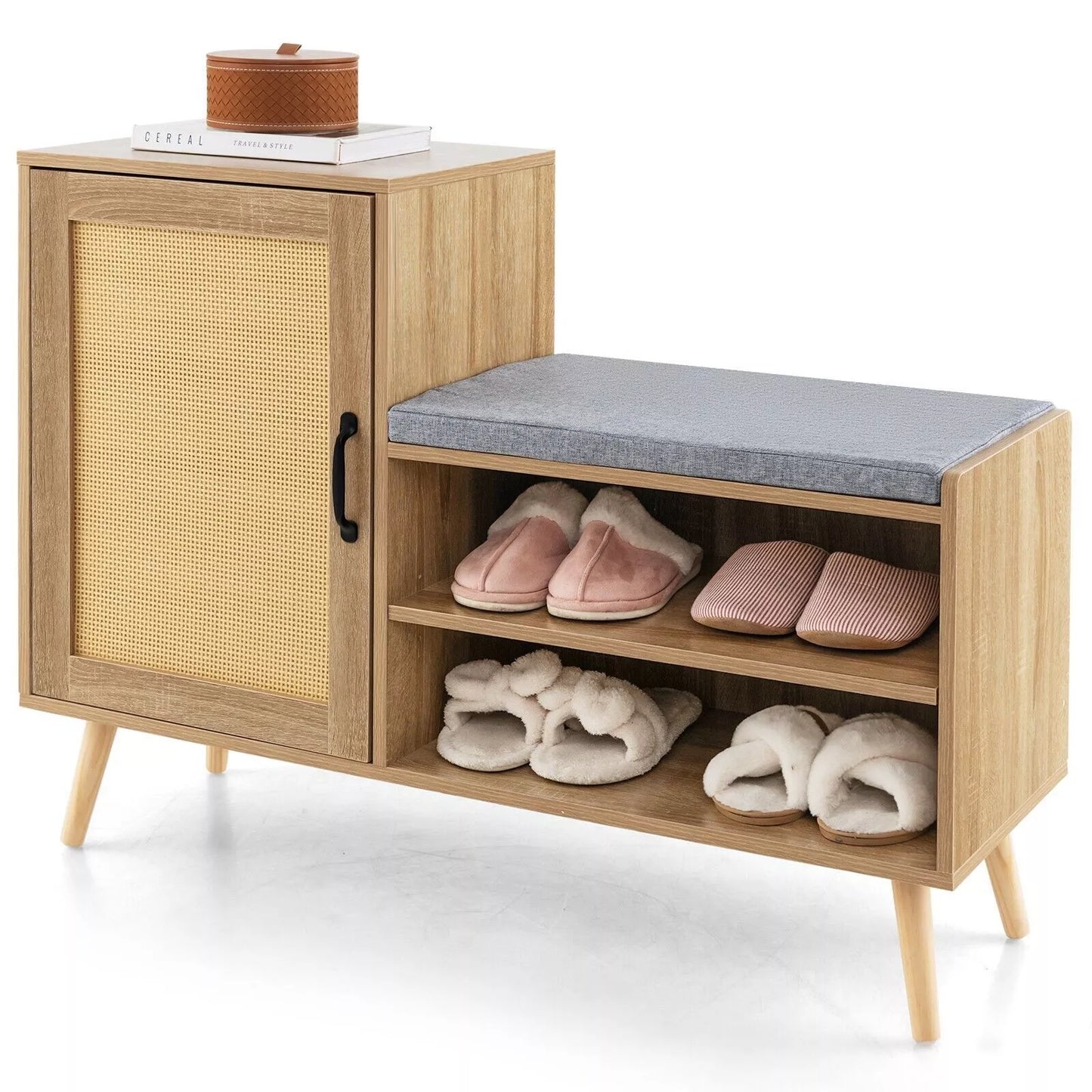 Rattan Hallway Shoe Storage Bench