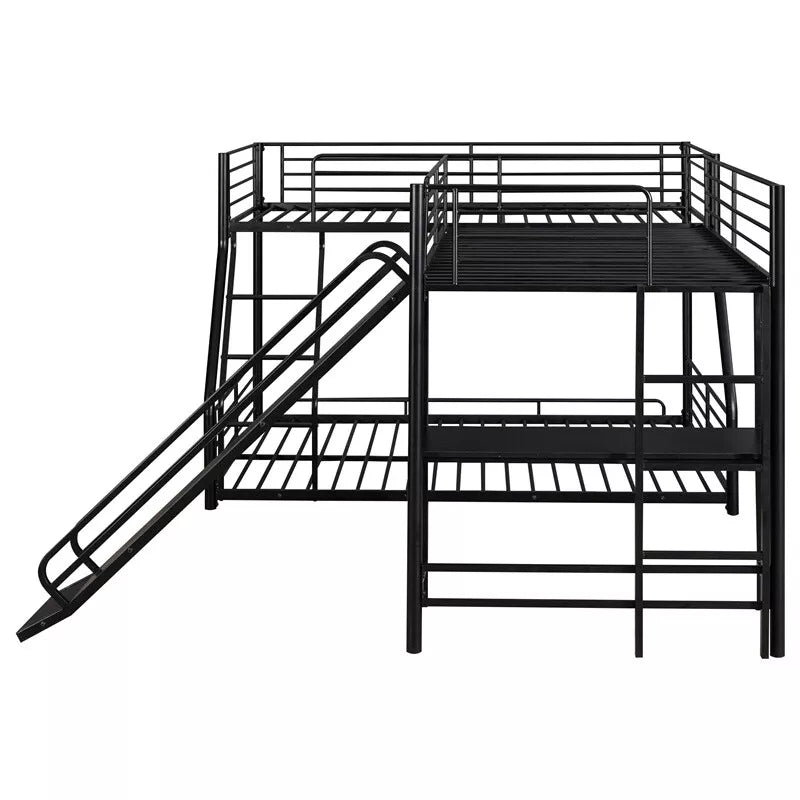 Ruiz L Shape Kids Bunk Bed With Slide Canva Home