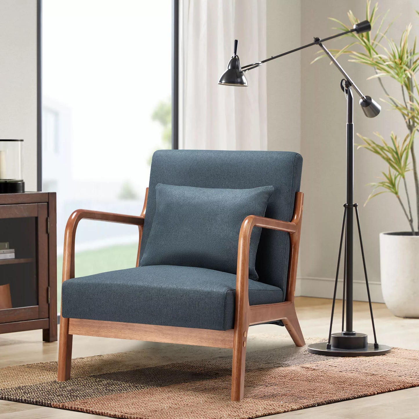 Frazer Linen Mid Century Accent Armchair