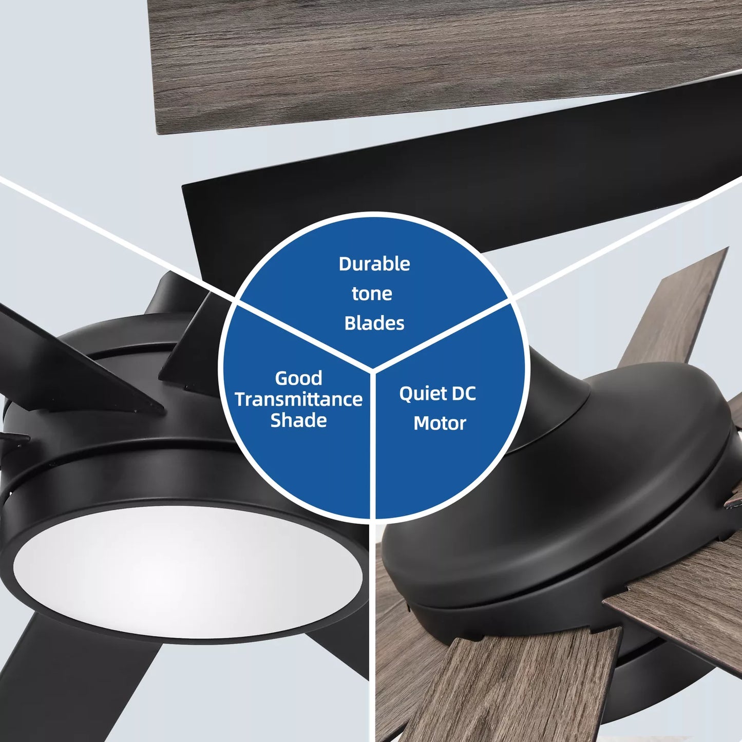 Black Modern Ceiling Fan With Light & Remote