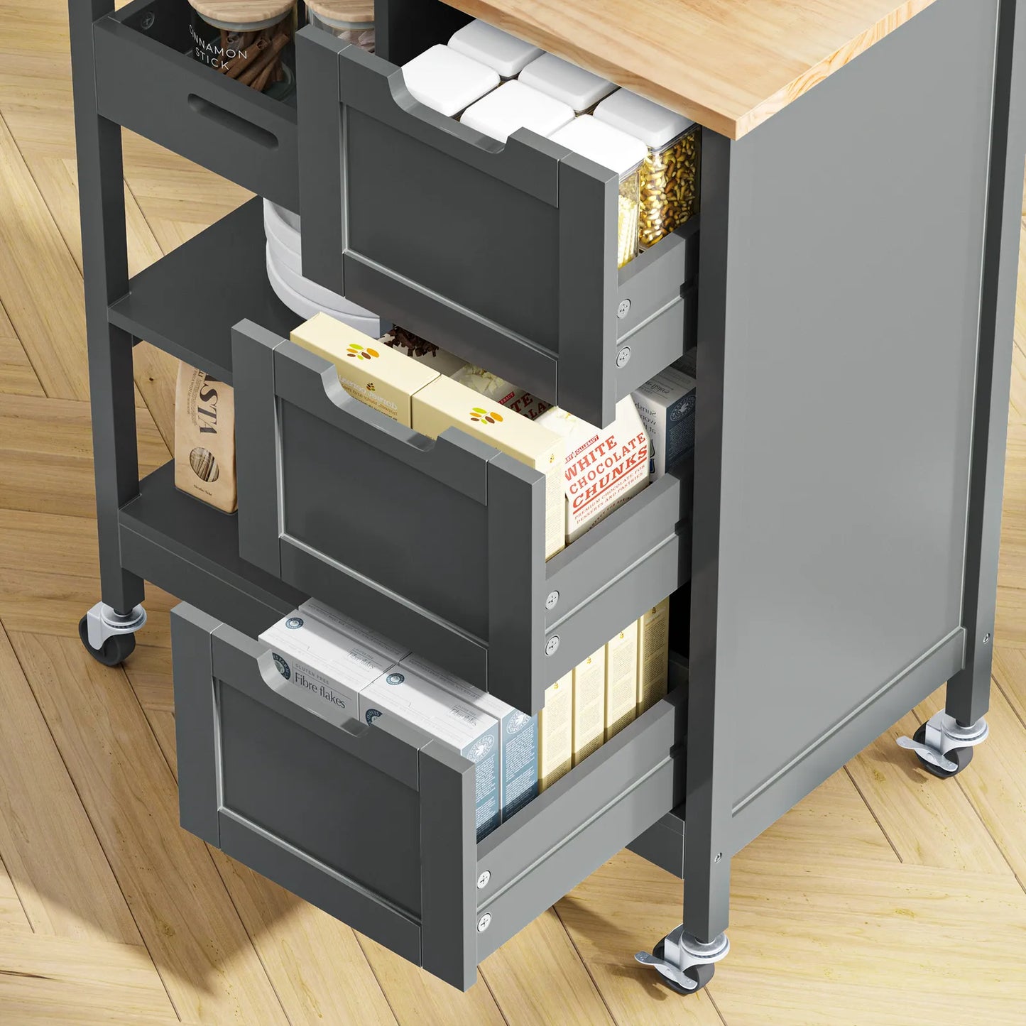 Mae Small Rolling Kitchen Island