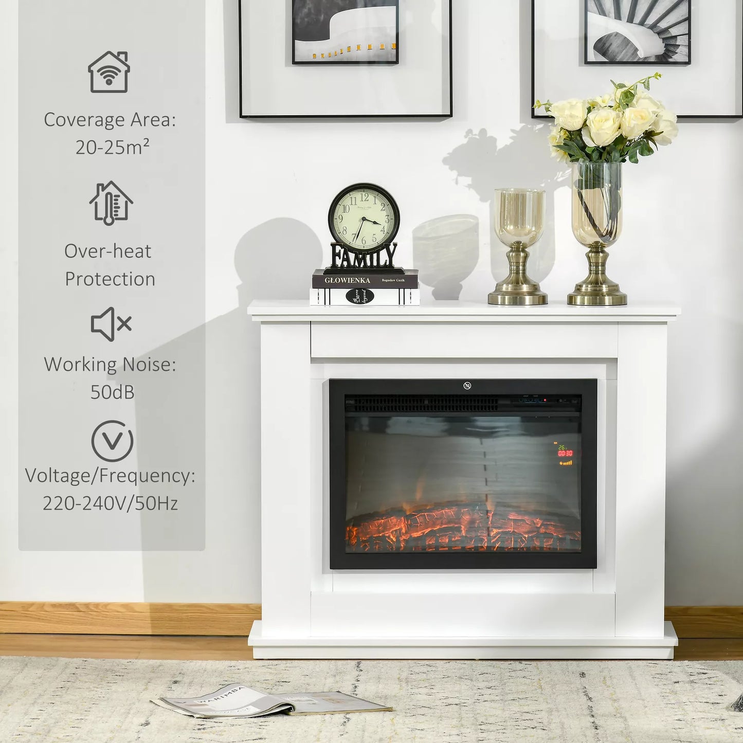 Zoe Free Standing Electric Stove Fire With Mantel
