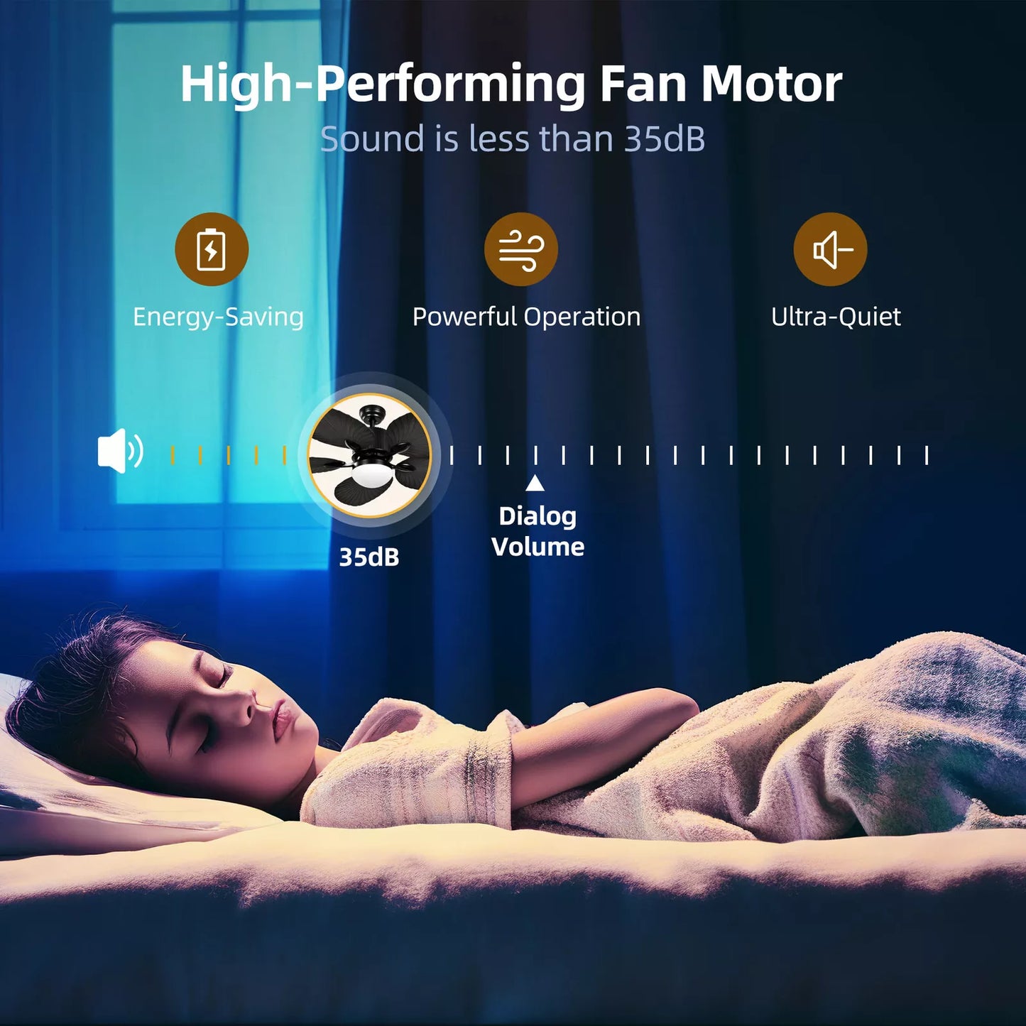 Brown Palm Ceiling Fan With Light & Remote