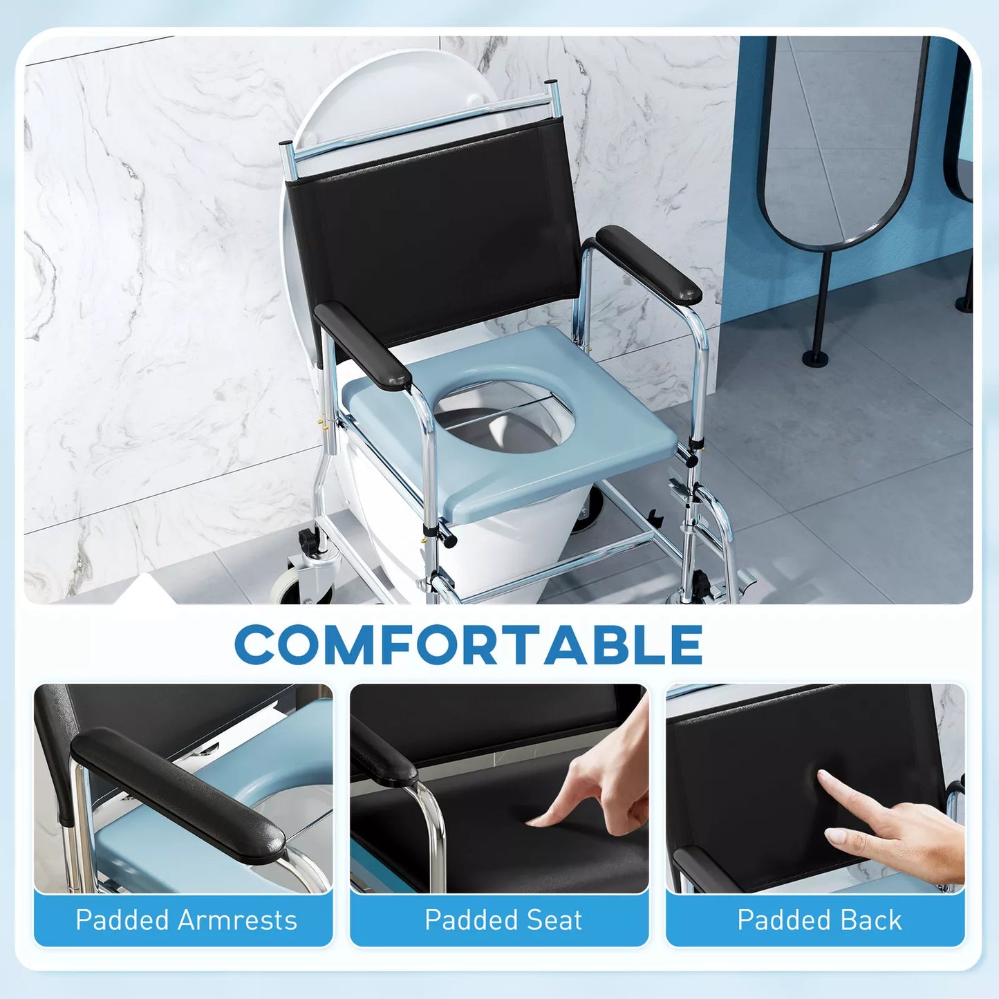 Ophelia Elderly Shower Commode Wheelchair
