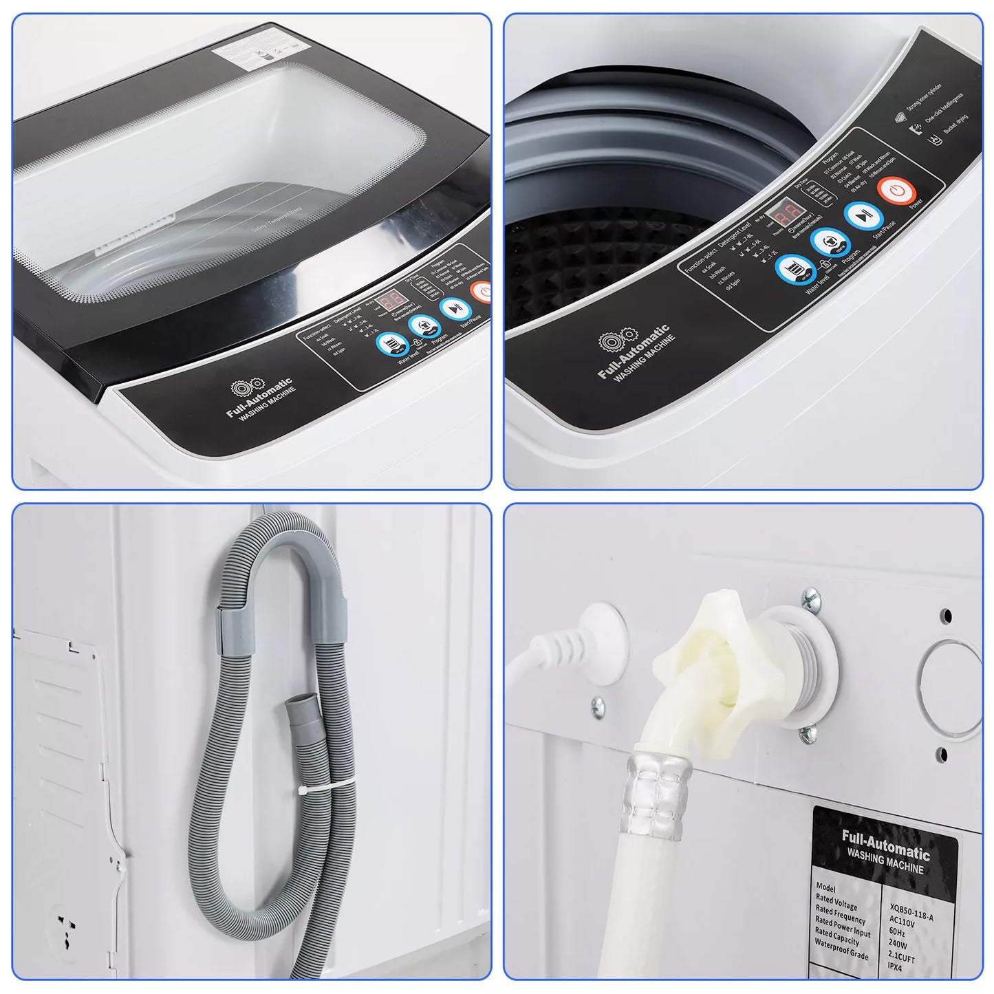 17.8lbs Portable Apartment Ventless Washer & Dryer Combo (Glass)