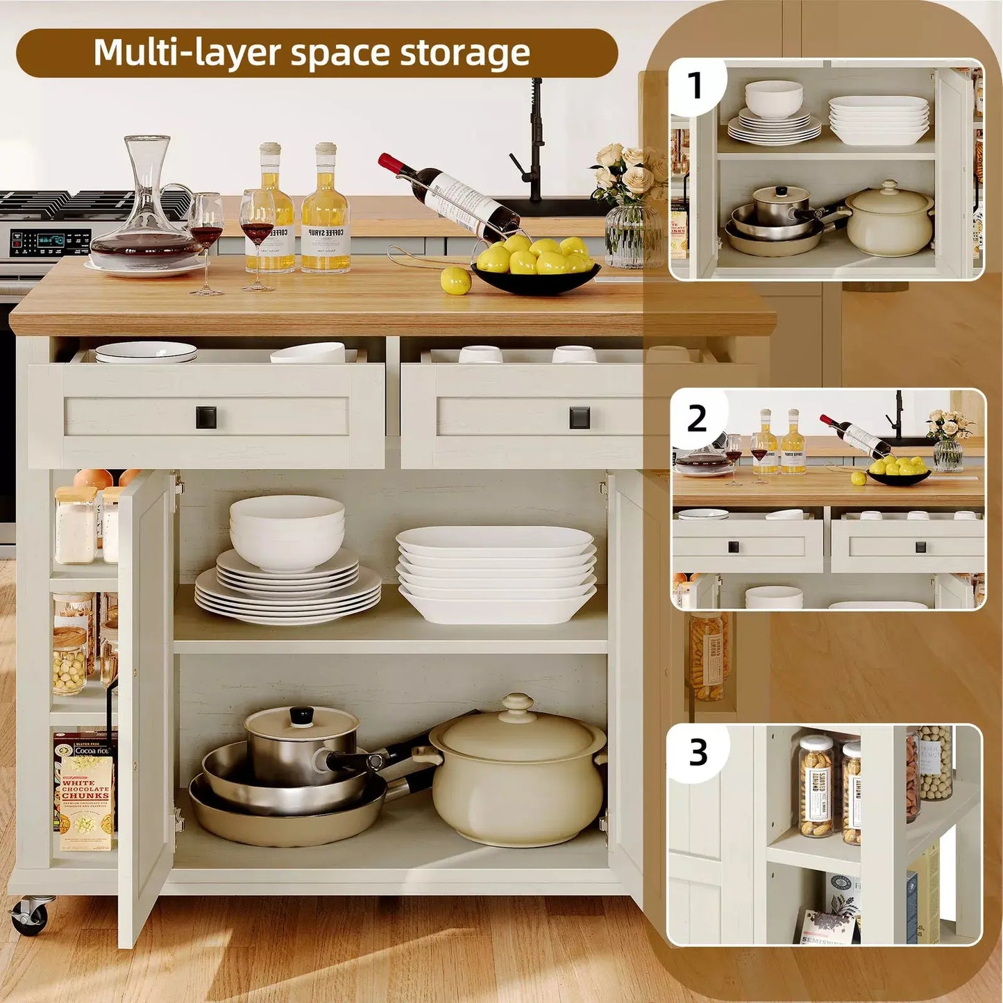 Max Rolling Drop Leaf Kitchen Island Cart Canva Home