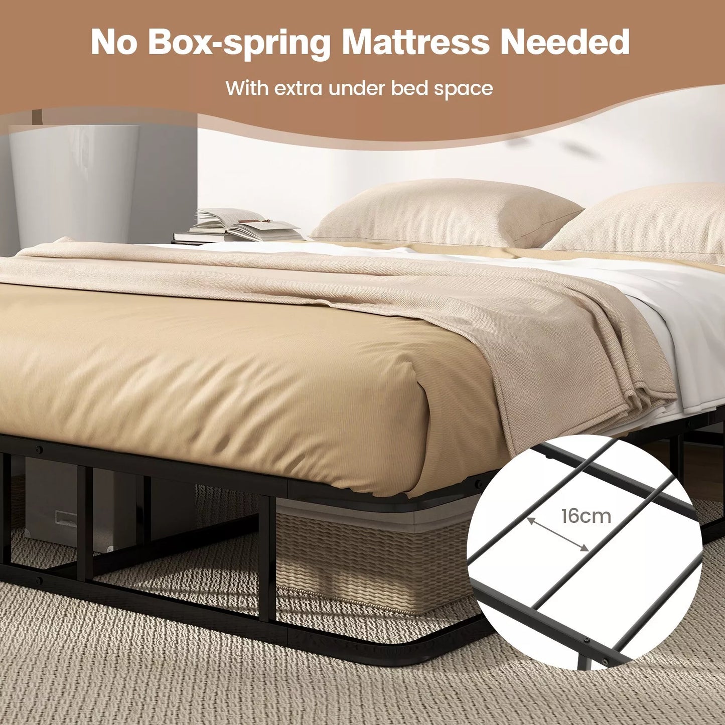 Nelson King Metal Platform Bed Frame