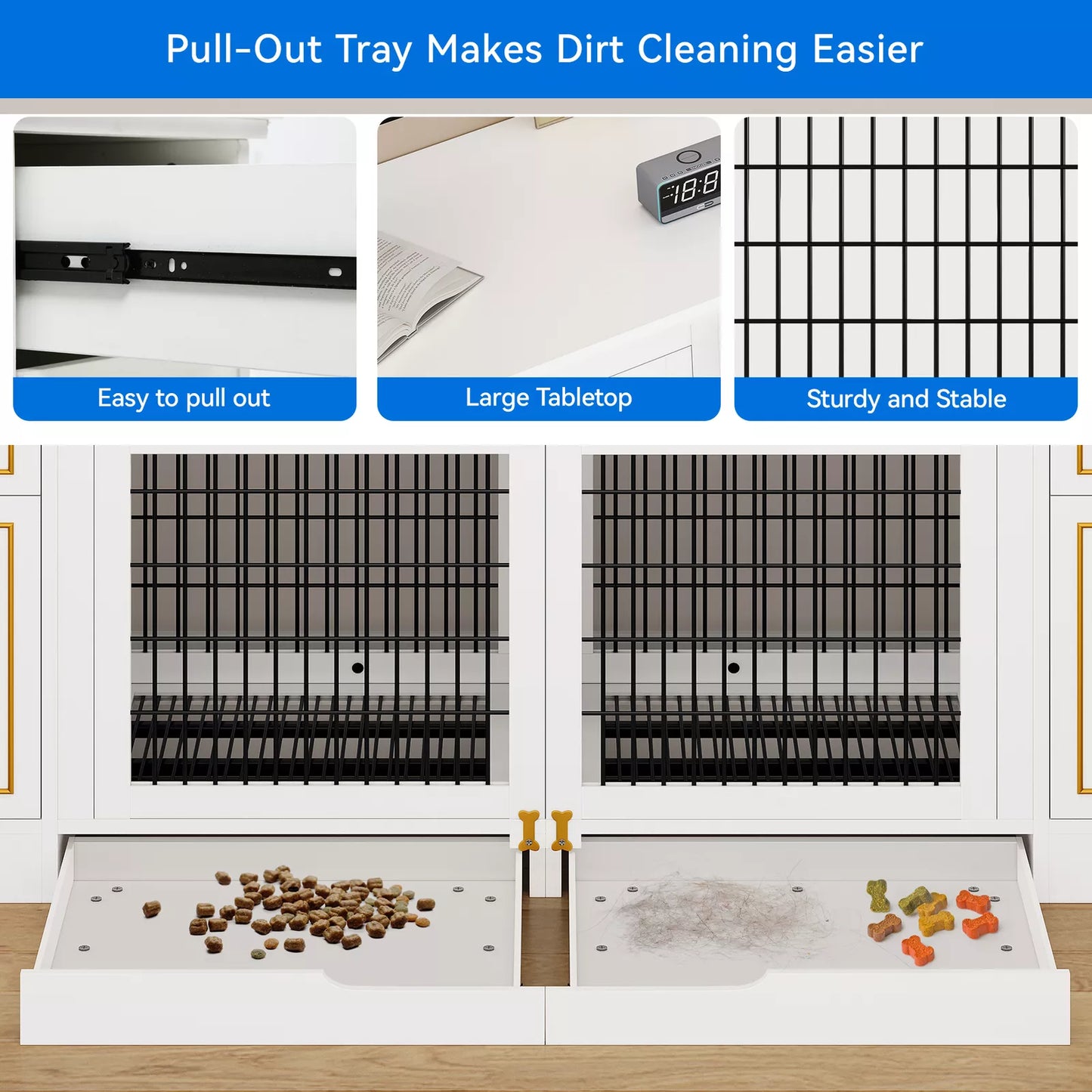 78.3" Gibbs Double Dog Crate Furniture For 2 Dogs