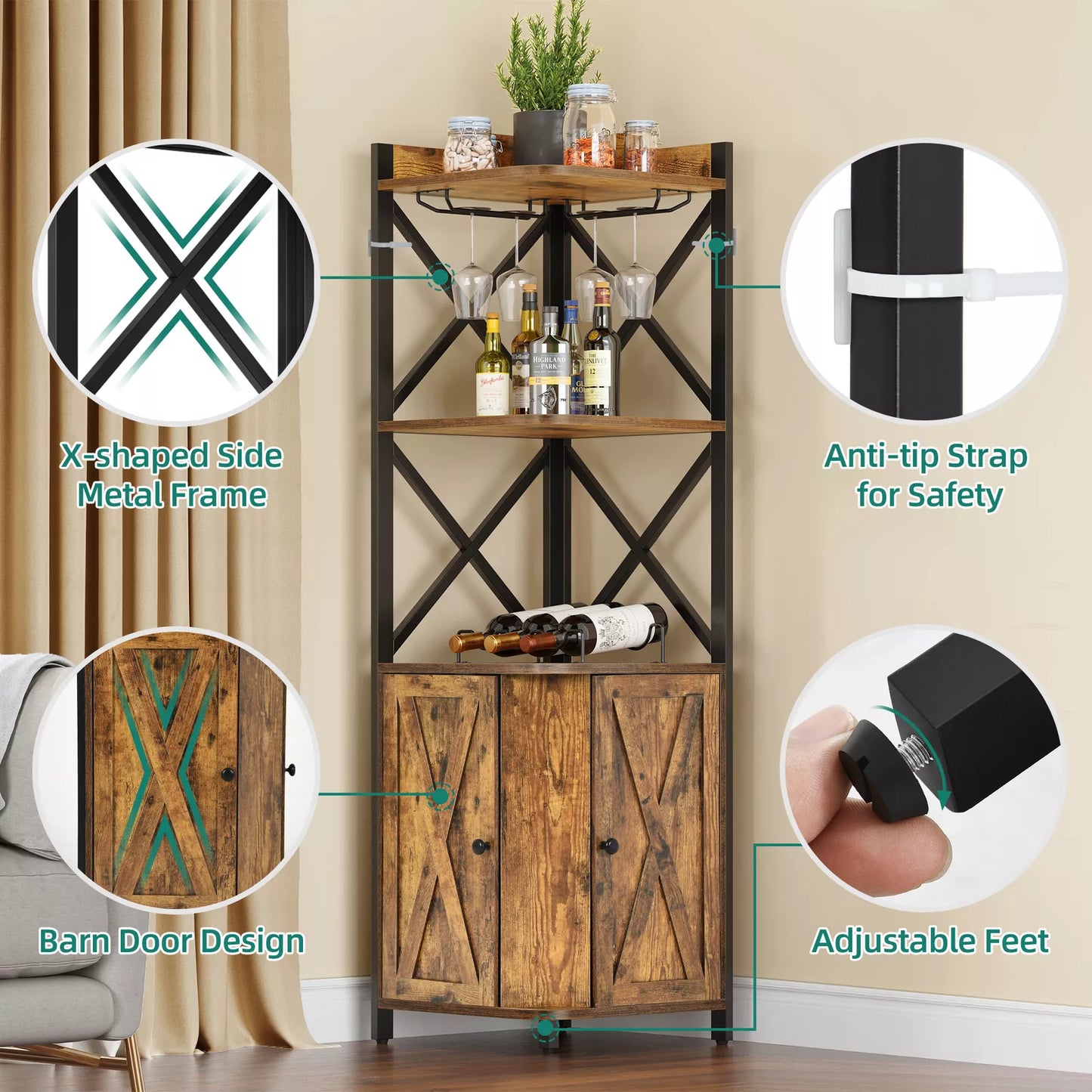Salas Corner Kitchen Pantry Cabinet