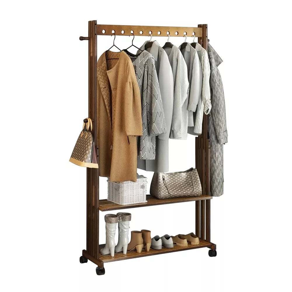 35" Heavy Duty Rolling Wardrobe Clothes Rack