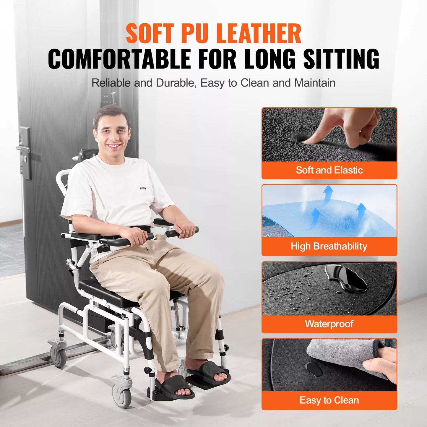 Carroll Elderly Shower Commode Wheelchair