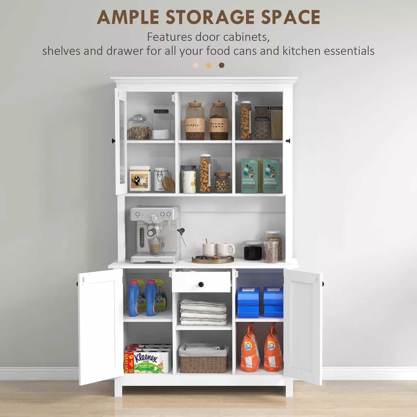 Faris Kitchen Pantry Cabinet Hutch