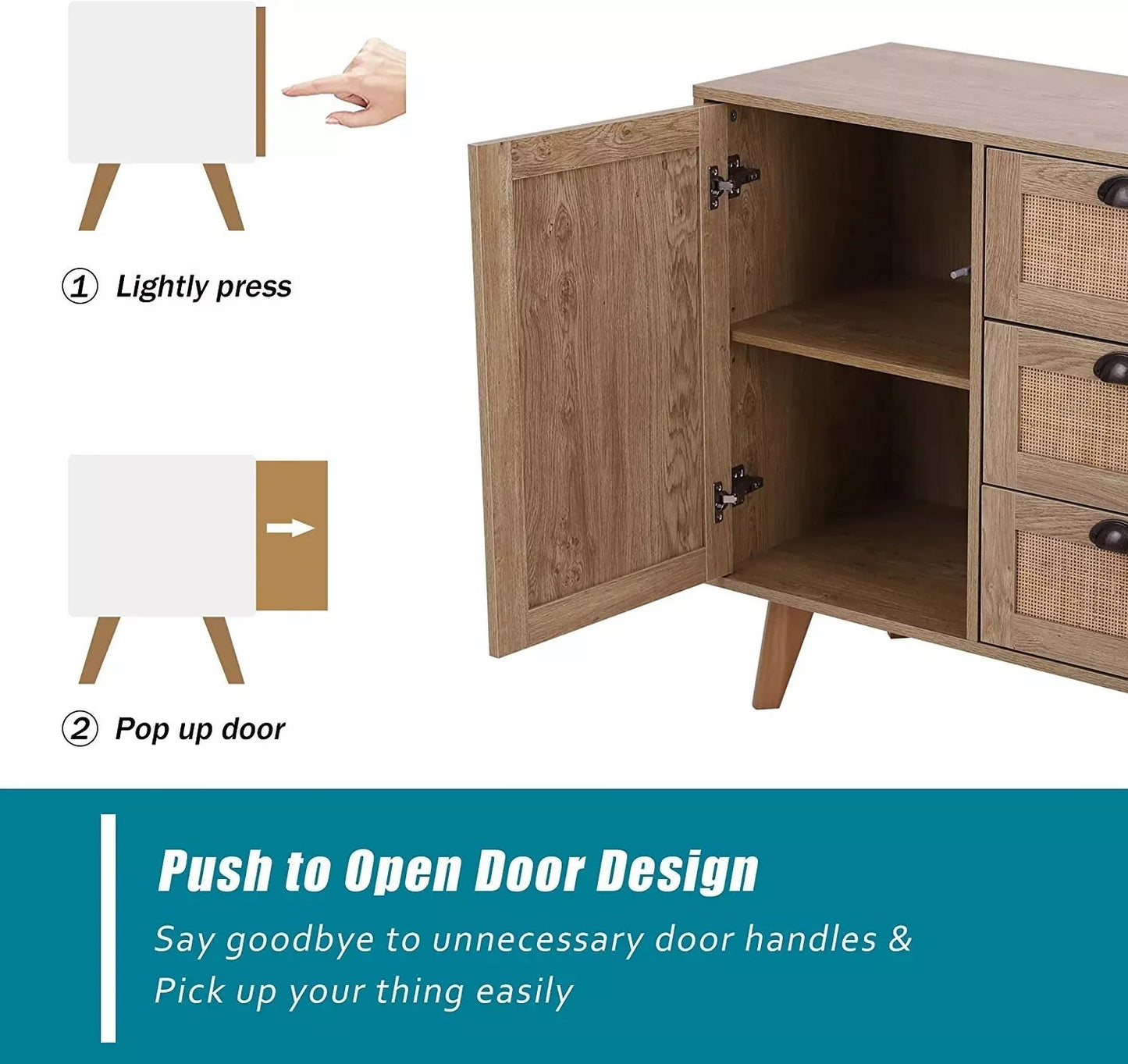 Bushra Rattan Sideboard Buffet Cabinet Canva Home