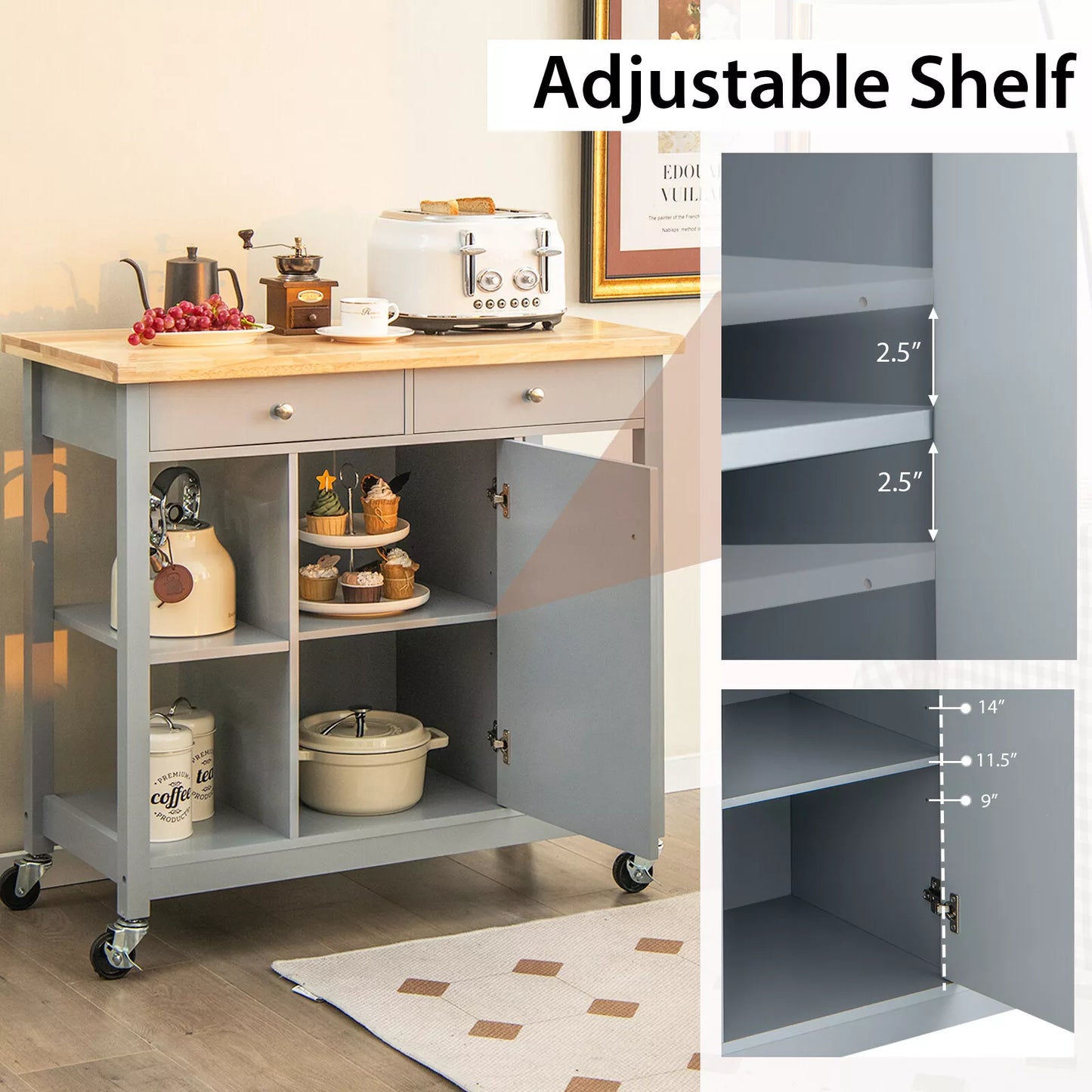 Pablo Rolling Kitchen Island Cart