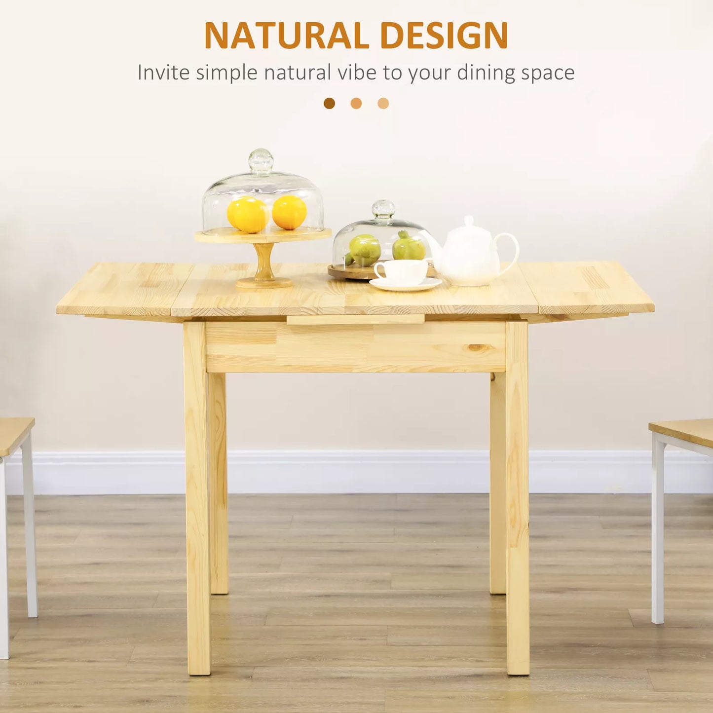 Zahra Wooden Space Saving Drop Leaf Dining Table
