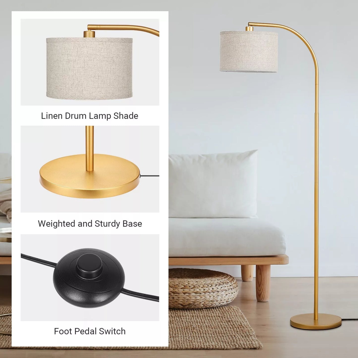 Farmhouse Arc Living Room Floor Lamp