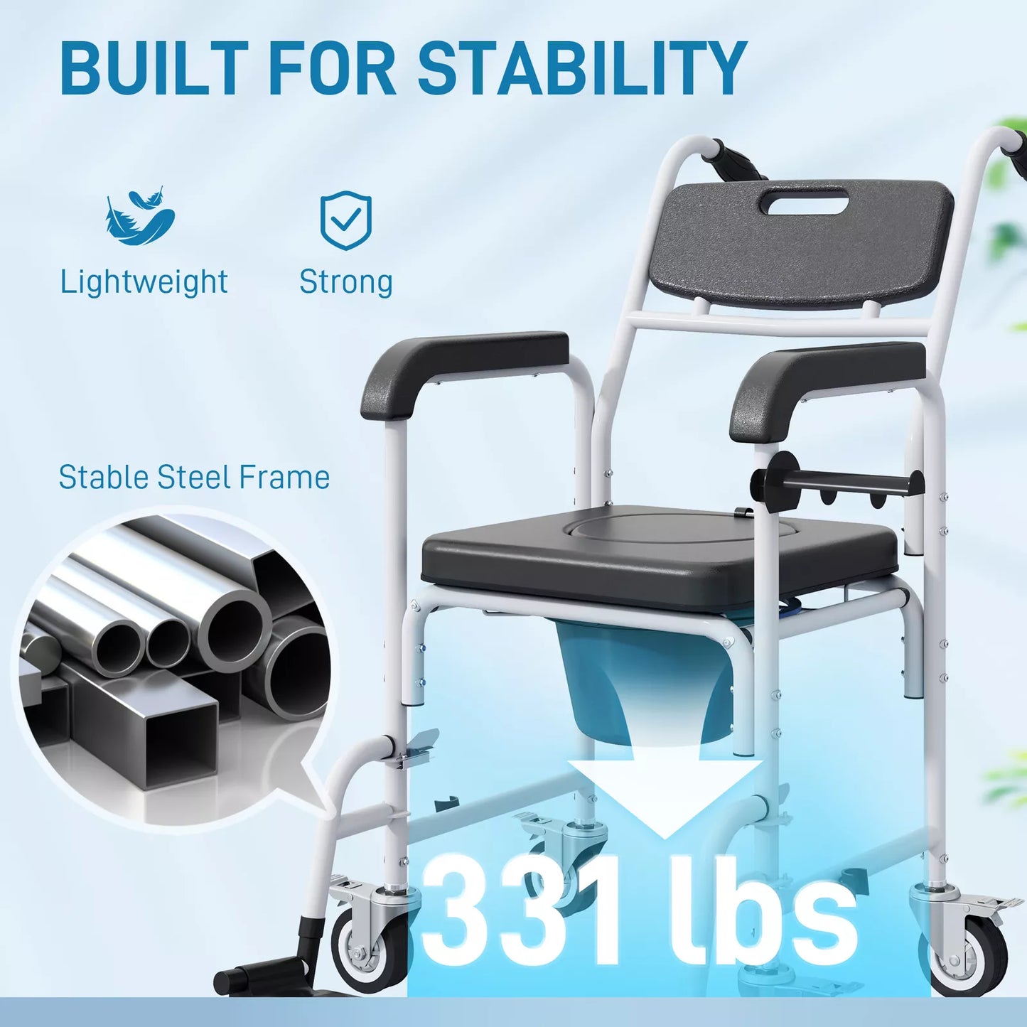 Waller Elderly Shower Commode Wheelchair