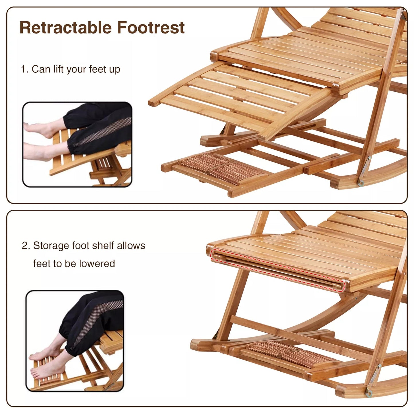 Bamboo Foldable Rocking Chair Canva Home