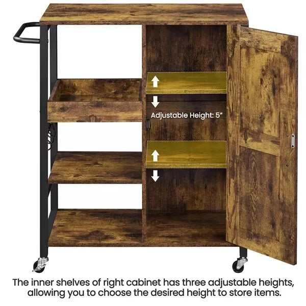 Dunn Rustic Rolling Kitchen Island Cart