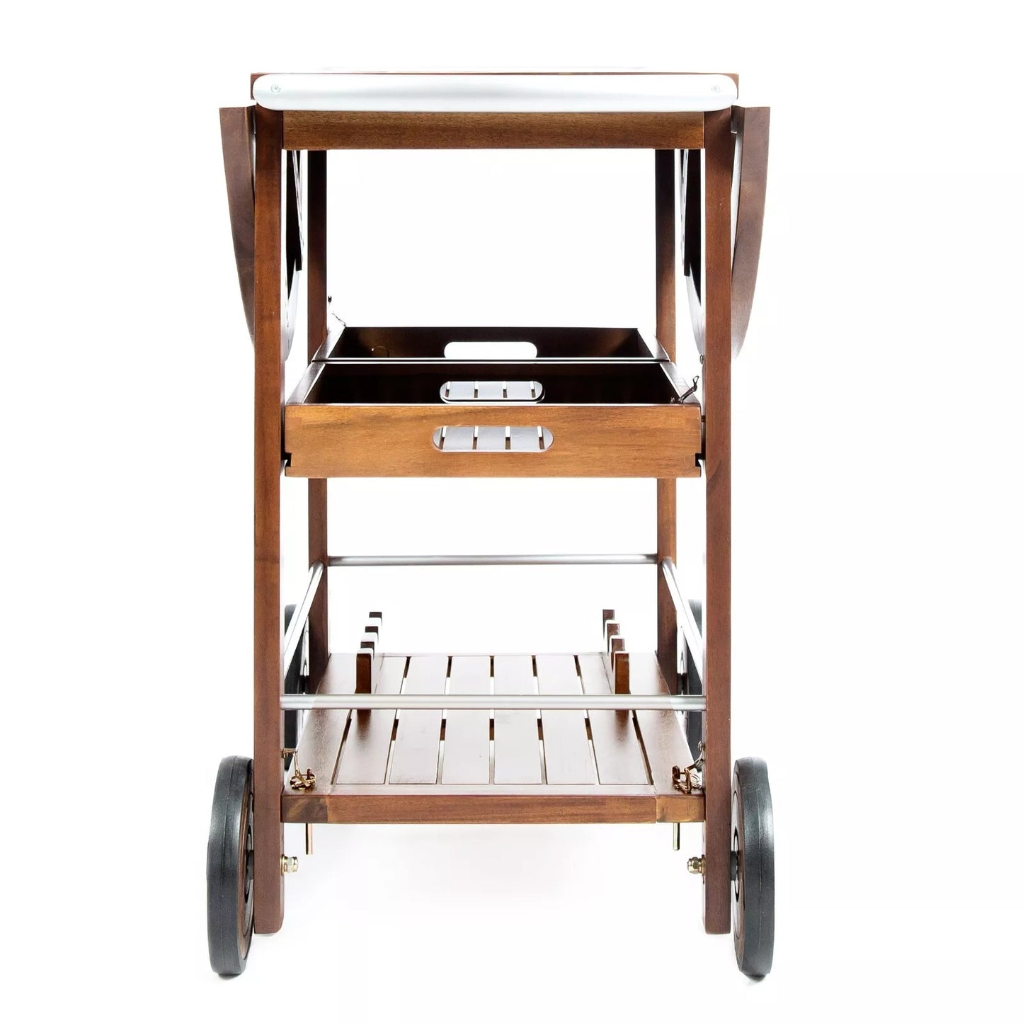 Wood Rolling Beverage Bar Cart