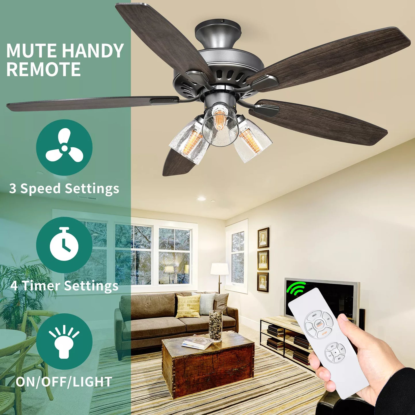 Vintage Ceiling Fan With Light & Remote