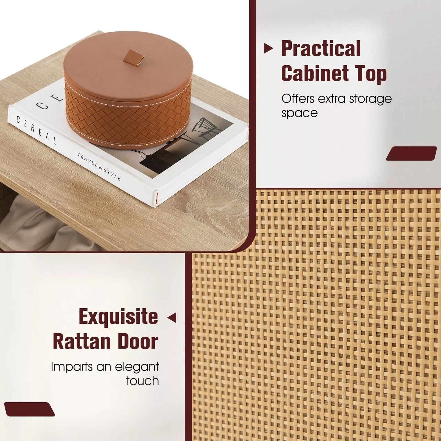 Rattan Hallway Shoe Storage Bench