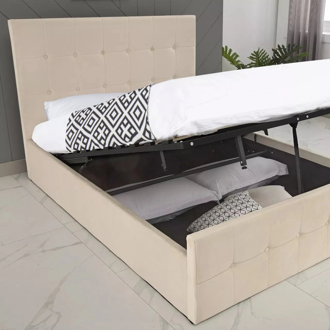 Lam Small Double Ottoman Bed Frame