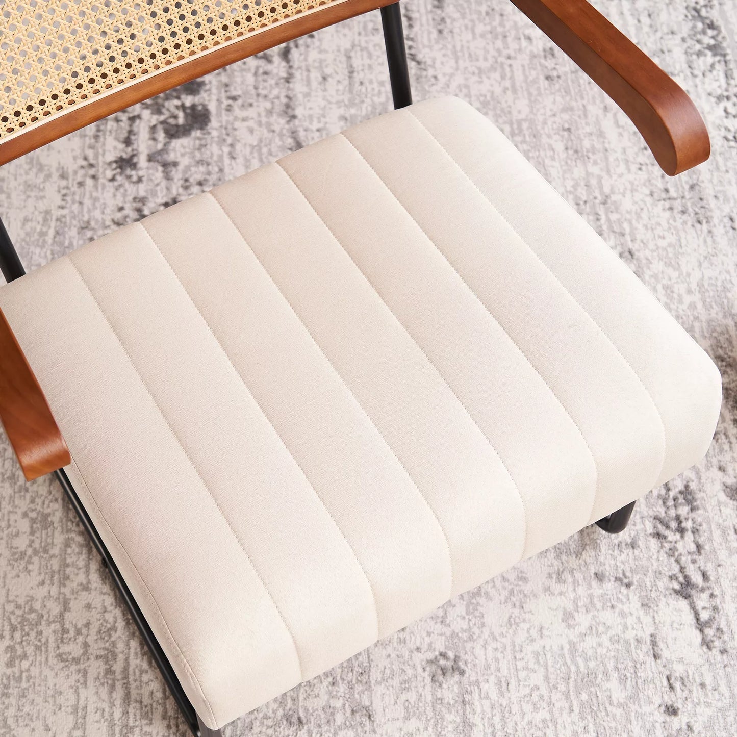 Fatma Rattan Velvet Accent Armchair