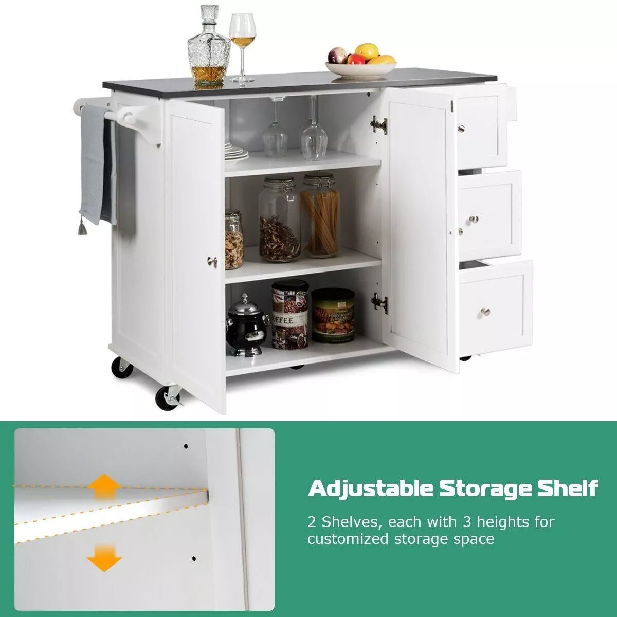 Hardy Kitchen Island With Wheels & Seating