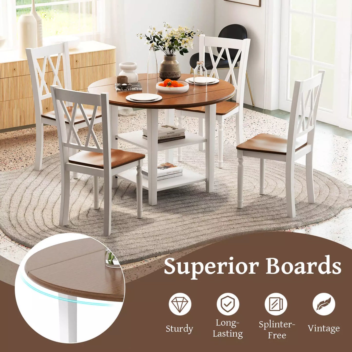 Lowe Round Drop Leaf Dining Table