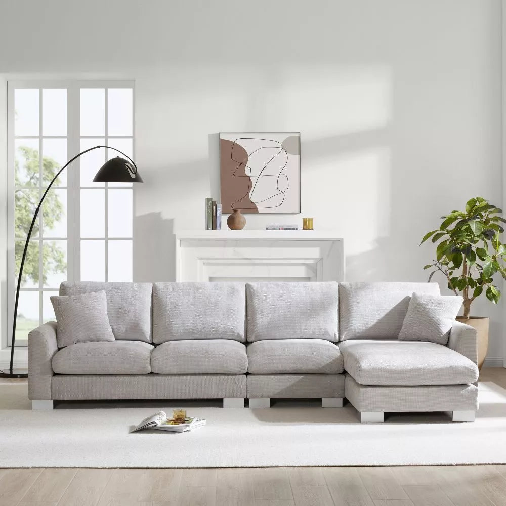 Oversized Chenille L Shaped Sectional Couch