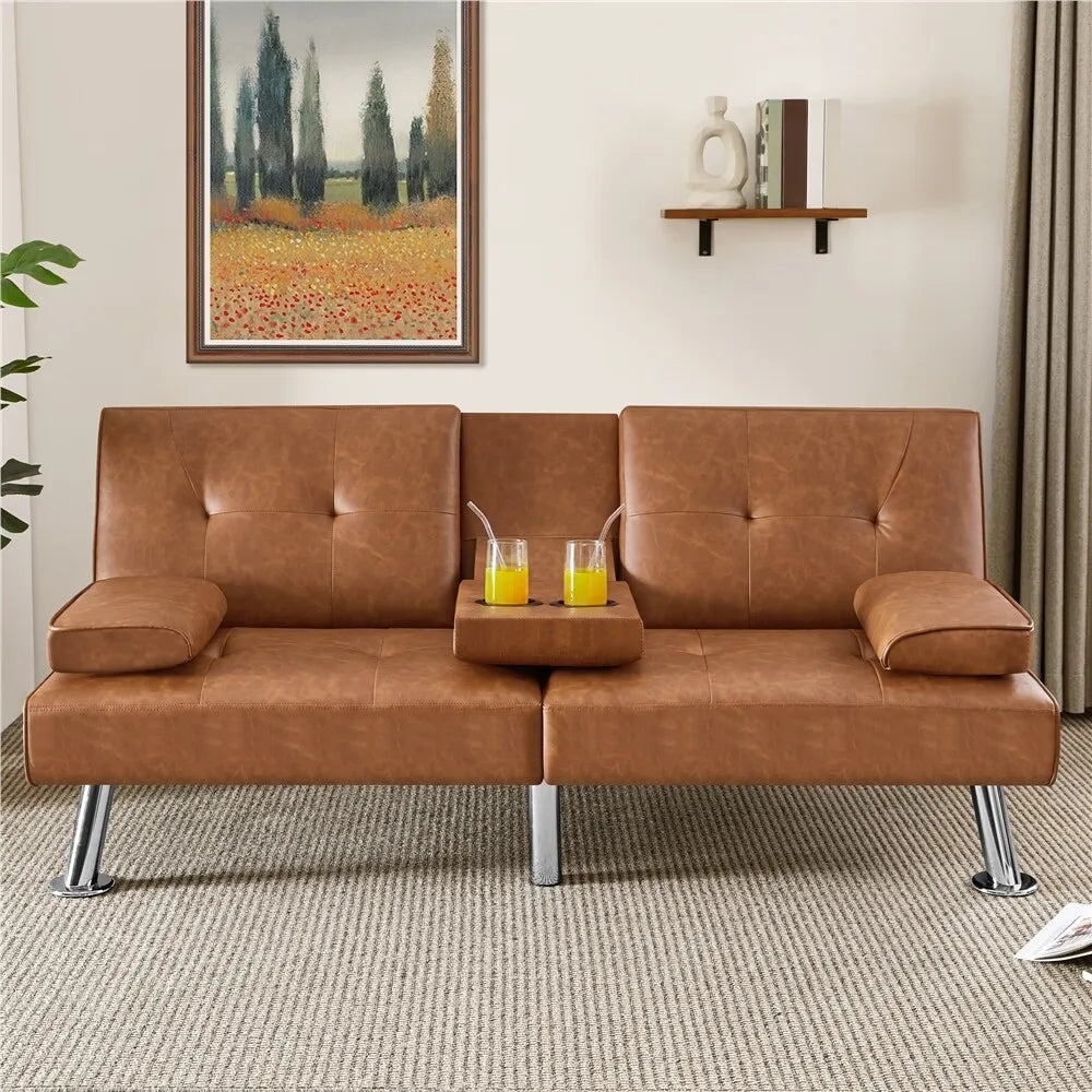 Faux Leather Futon Sofa Bed