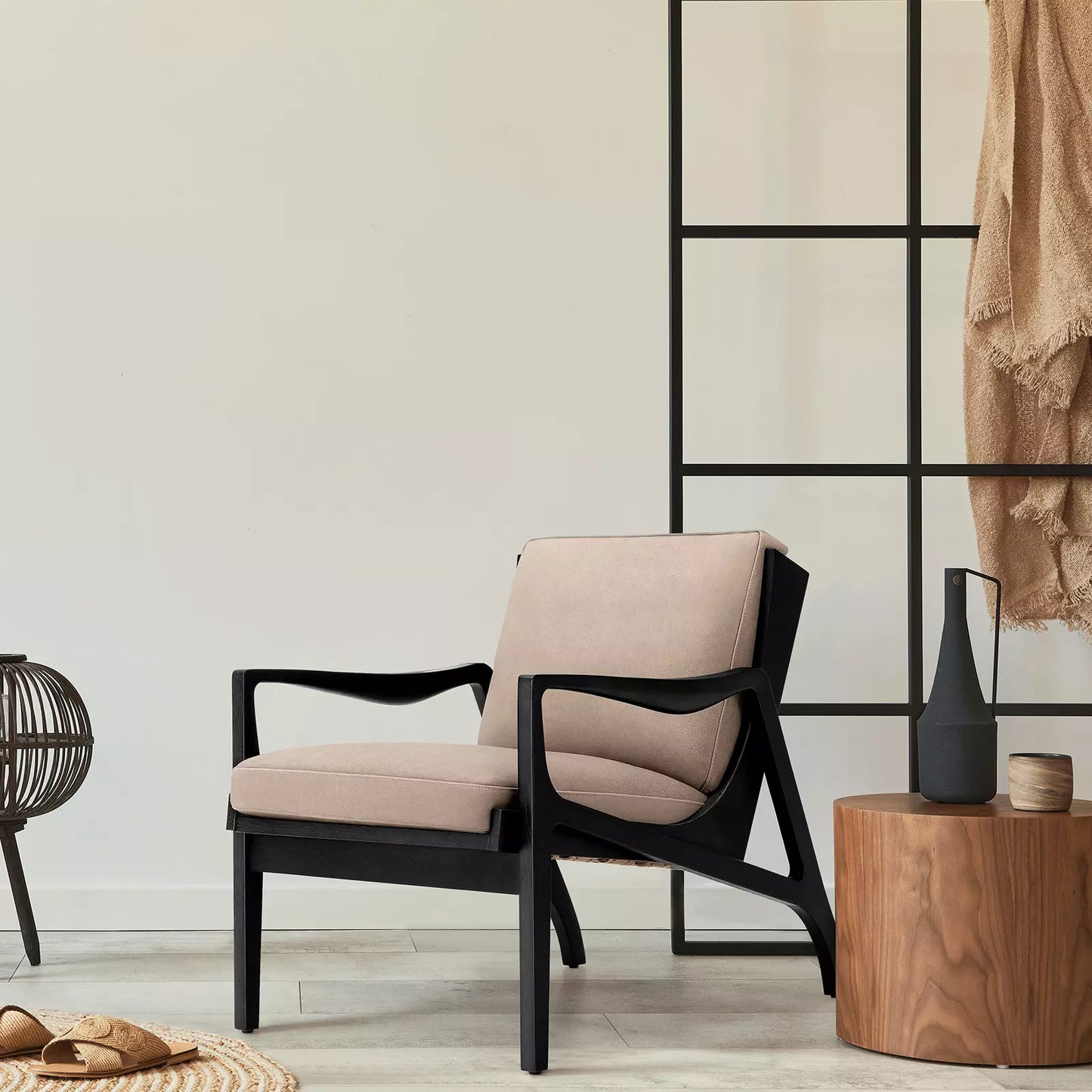 Erin Leather Mid Century Accent Armchair