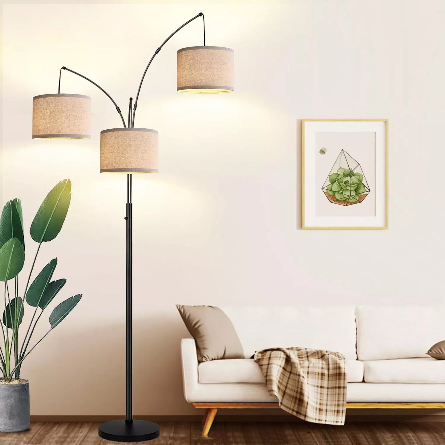 3 Lights Farmhouse Living Room Floor Lamp