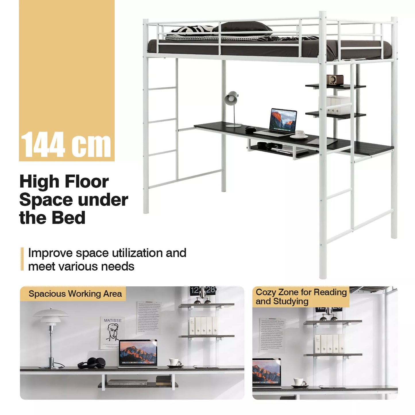 Yash Metal High Sleeper Cabin Loft Bed
