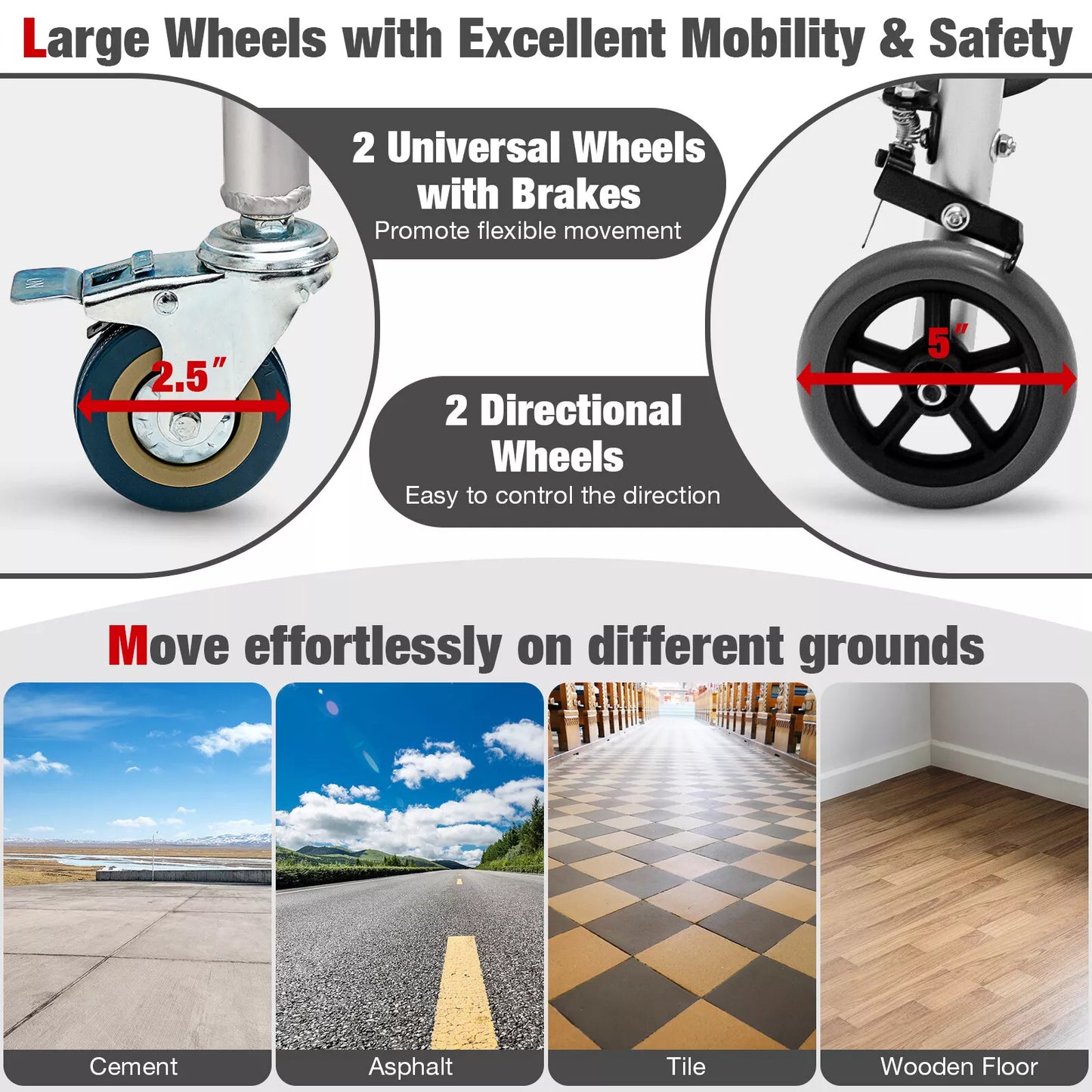 Senior Lightweight Mobility Walker With Seat (With Brake)