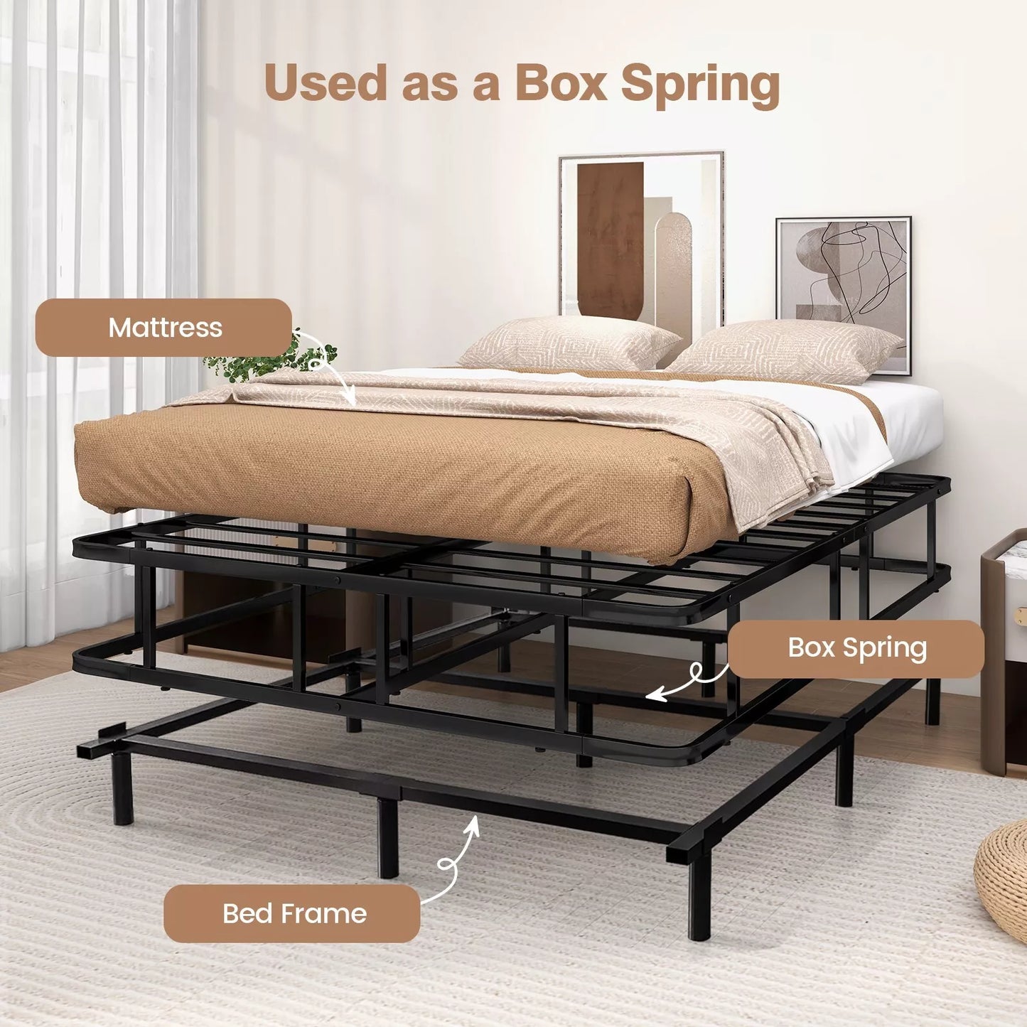 Nelson King Metal Platform Bed Frame