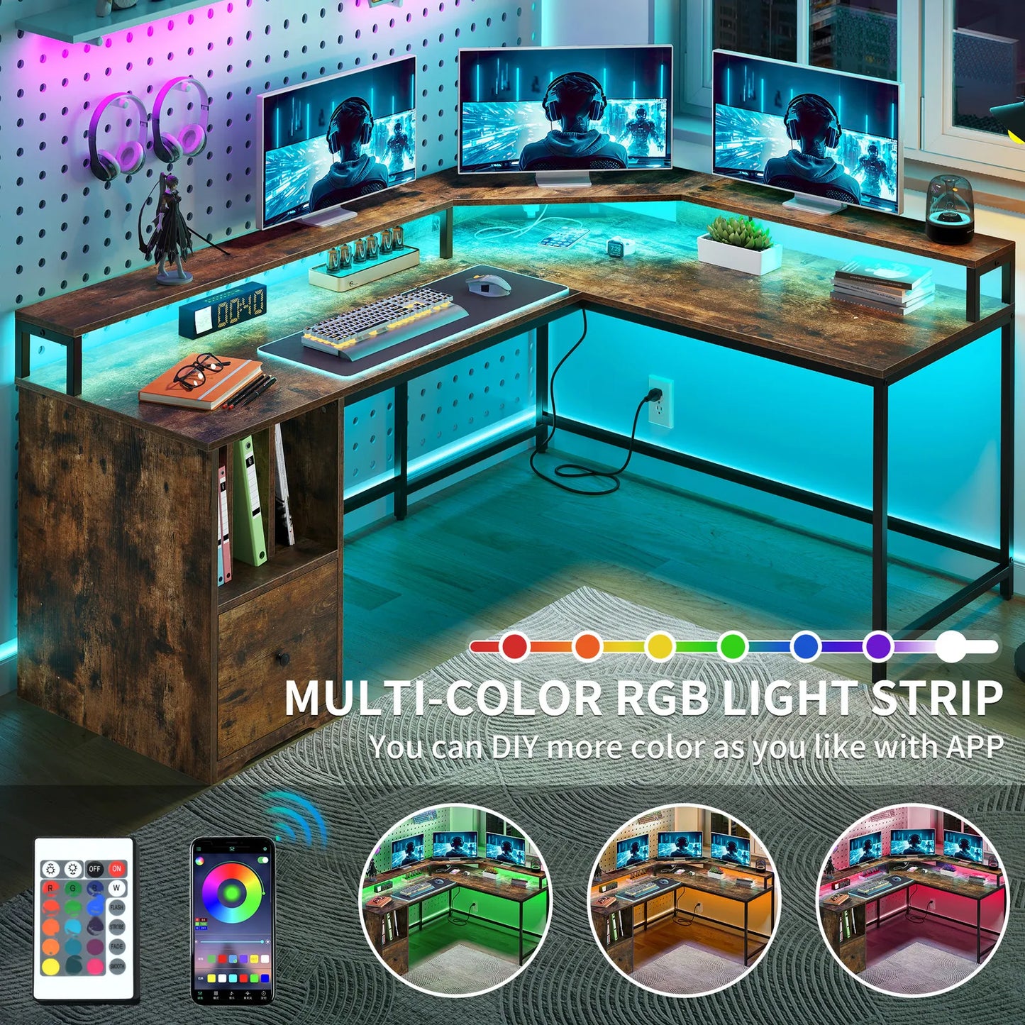 Dexter L Shaped Gaming Corner Desk