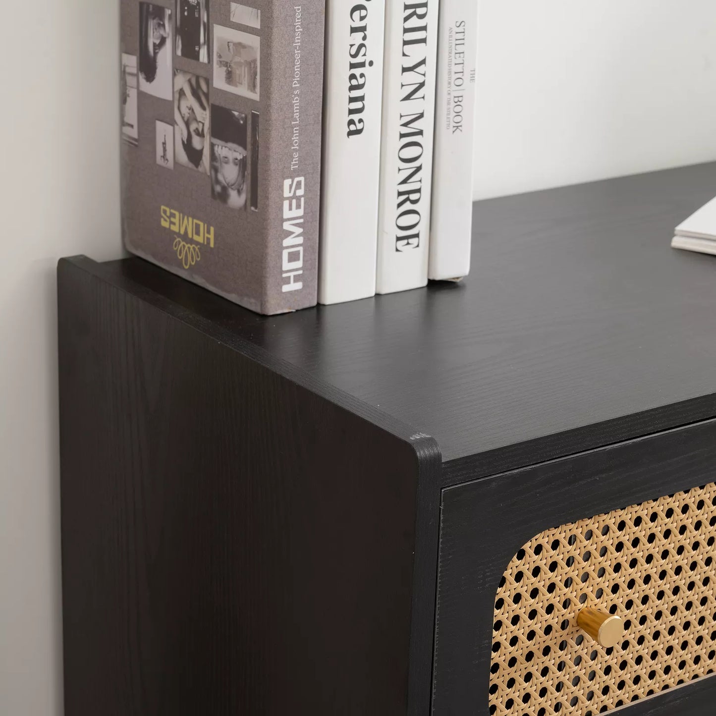 Ela Rattan Black 6 Drawer Chest Dresser