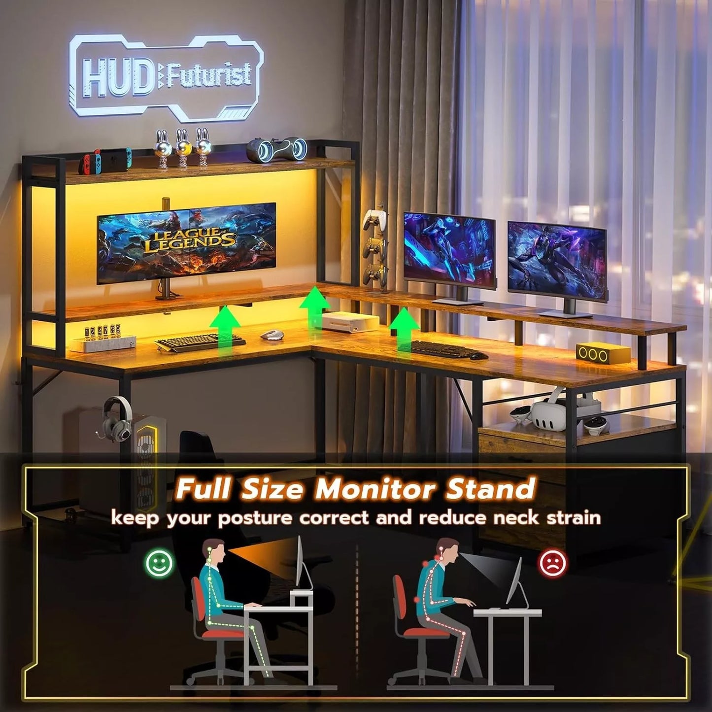 Bruce L Shaped Gaming Corner Desk