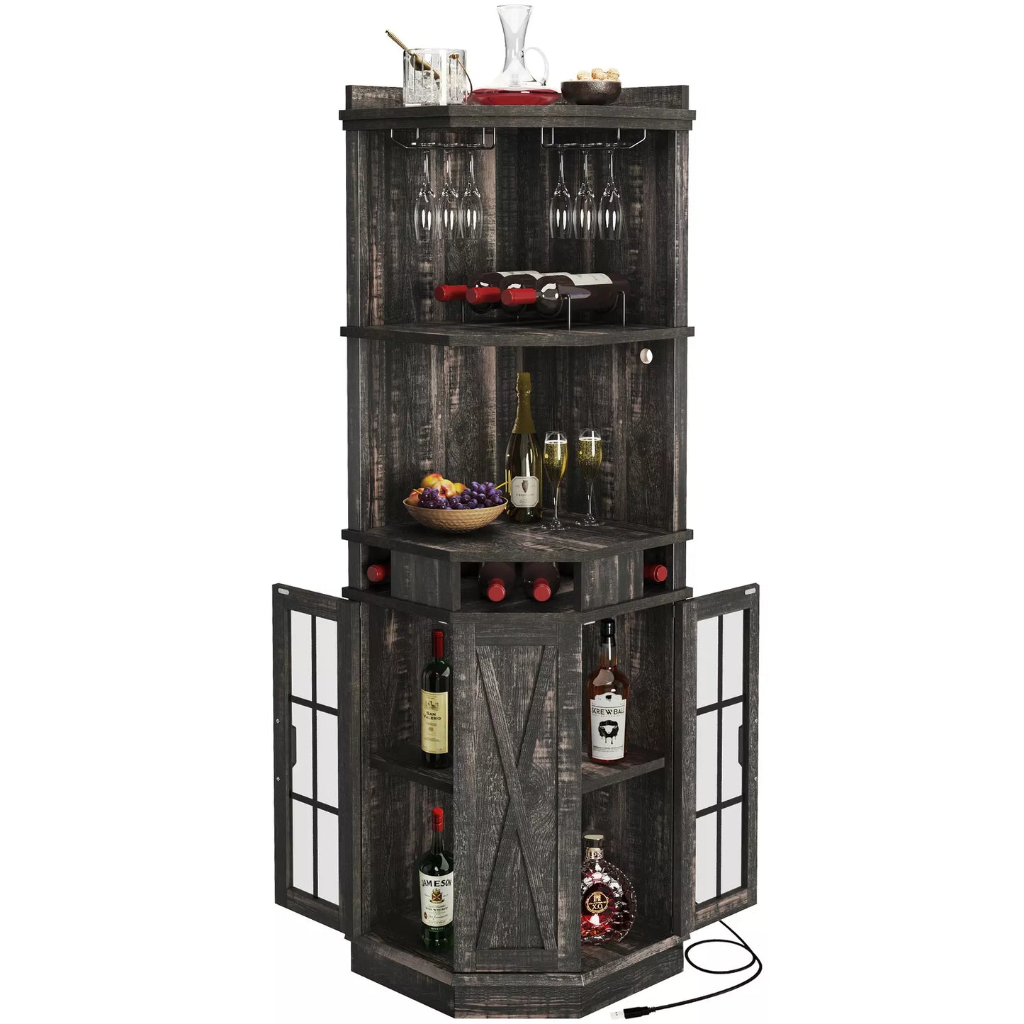 Beck Rustic Home Corner Bar Cabinet