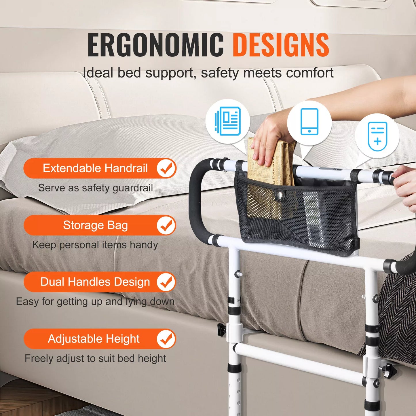 Senior Safety Bed Rail (Collapsible Handle)