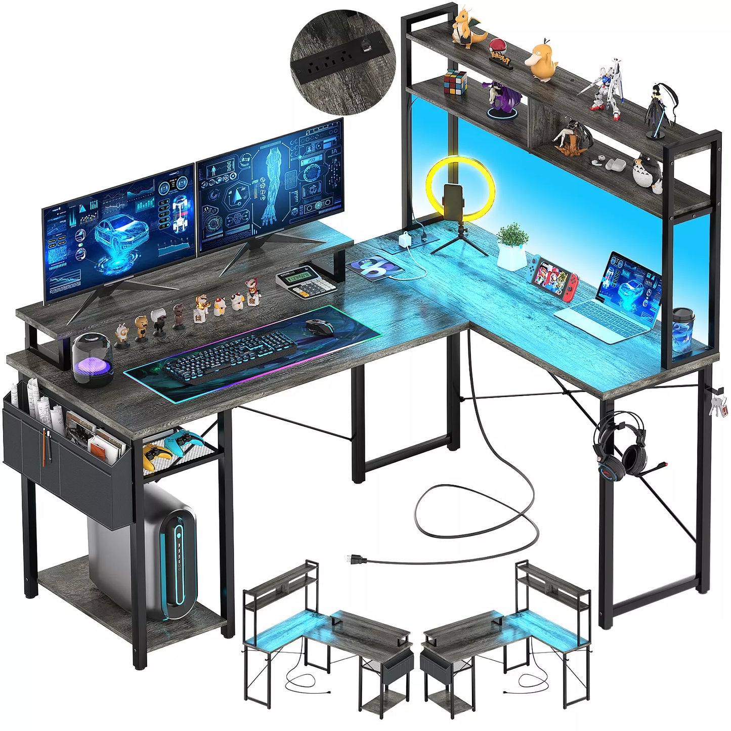 Clark L Shaped Gaming Corner Desk