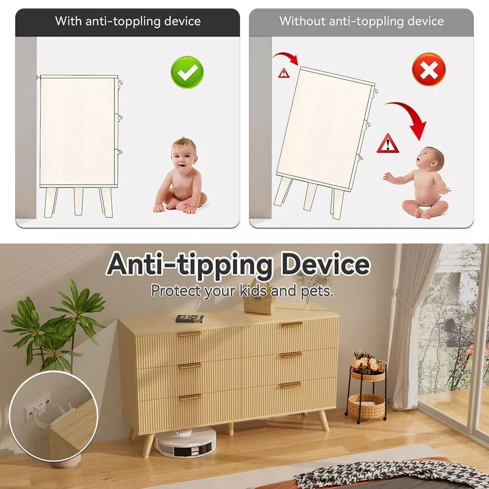 Mila Mid Century 6 Drawer Chest Dresser